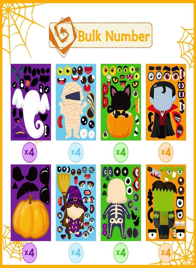 BAYLAY Halloween Stickers - Make Your Own Halloween Stickers 32PCS Halloween Party Games Pumpkin Mummie Witche Vampire Ghost Cat Skeleton Frankenstein Stickers Halloween Activities - Image 3